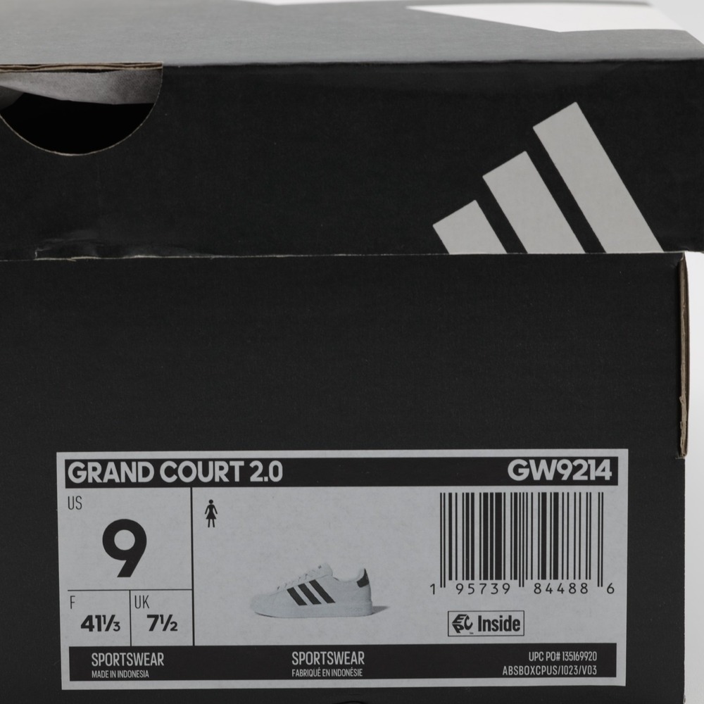 Adidas Women's Comfort Cushioned Grand Court 2.0 Shoes White/Black Size 9 - Picture 10 of 10